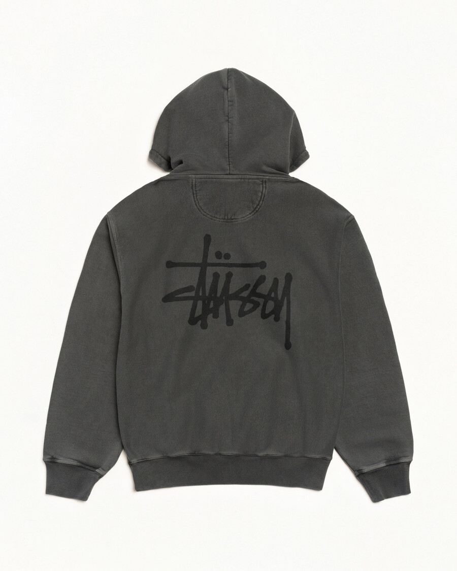 základní mikina stüssy s kapucí pigmentově barvená