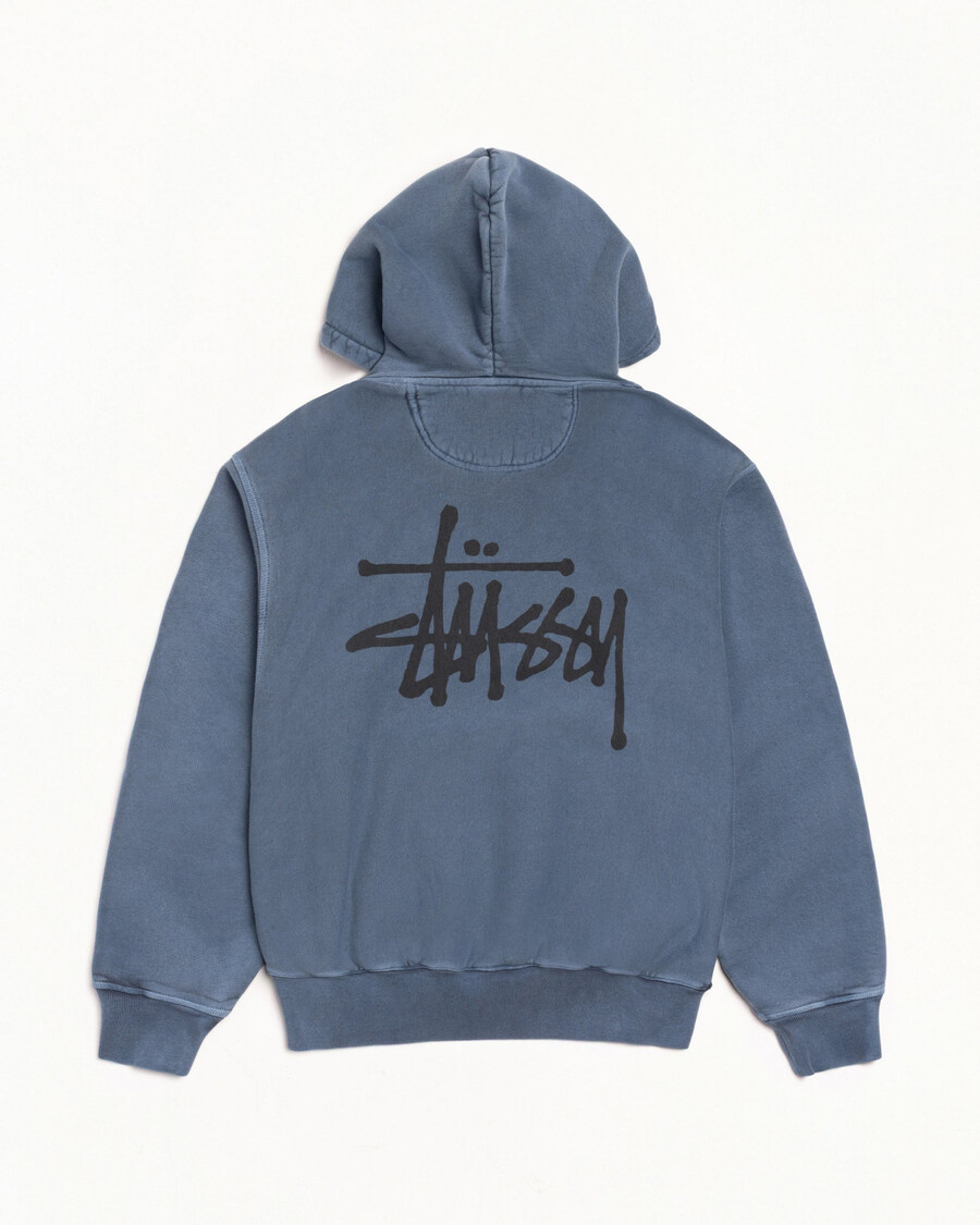základní mikina stüssy s kapucí pigmentově barvená